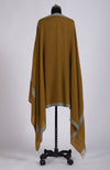Dark Gold Sozni Hand Embroidered Pure Pashmina Shawl