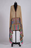 Beige Kalamkari and Sozni Hand Embroidered Pure Pashmina Shawl