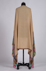 Beige Kalamkari and Sozni Hand Embroidered Pure Pashmina Shawl