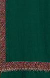 Emerald Green Sozni Hand Embroidered Pure Pashmina Shawl