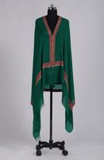 Emerald Green Sozni Hand Embroidered Pure Pashmina Shawl