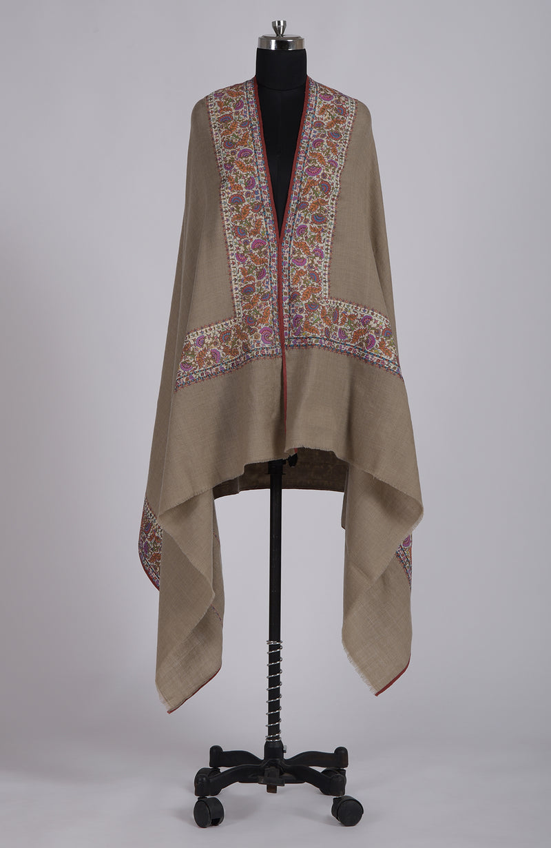 Toosh Colour Pure Pashmina With Jamawar Border Shawl