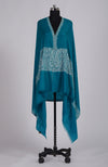 Deep Turquoise Sozni Hand Embroidered Pure Pashmina Shawl