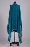 Deep Turquoise Sozni Hand Embroidered Pure Pashmina Shawl