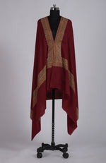 Maroon Sozni Hand Embroidered Pure Pashmina Shawl