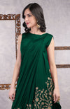 Emerald Green - Gold Hand Embroidered Toga Saree