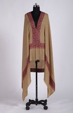 Light Peach Sozni Hand Embroidered Pure Pashmina Shawl