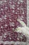 Wine Parsi Gara Hand Embroidered Dupatta With Chikankari Anarkali
