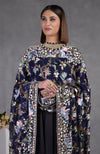 Pre-Order Masterpiece Navy Blue Floral Parsi Gara Hand Embroidered Dupatta