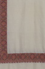 Off-White Sozni Hand Embroidered Pure Pashmina Shawl