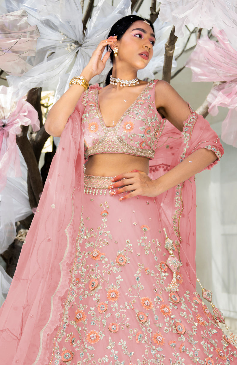 Fashionfemina Sparkling Bluish Off white, Pink and Cobalt blue color  lahenga choli. | Lehenga style saree, Lehenga choli, Bridal lehenga choli