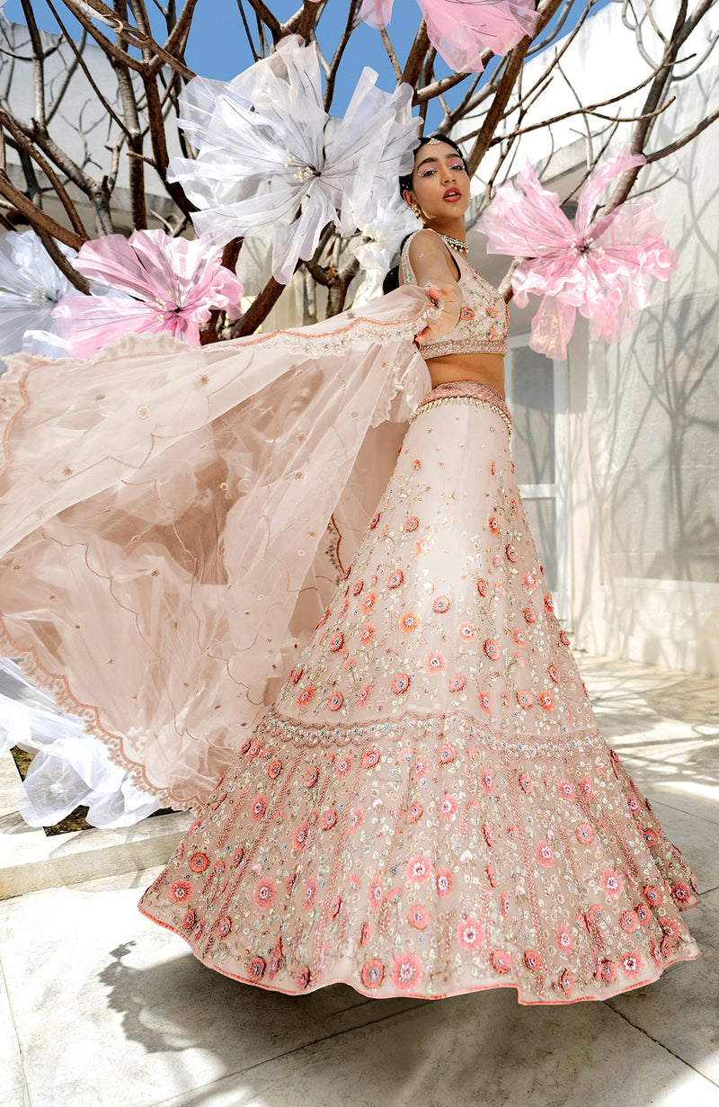 Yours Shell Beige Lehenga Set