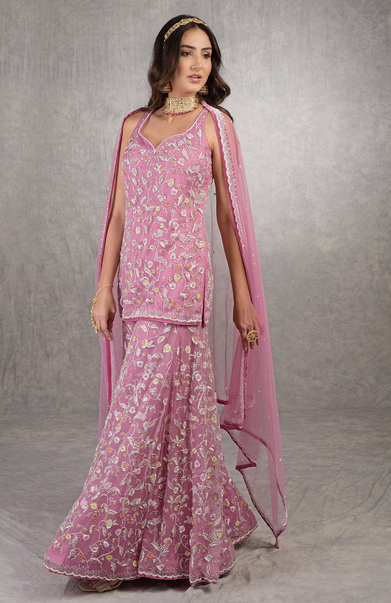 The Kiss Mauve Orchid Sharara Set