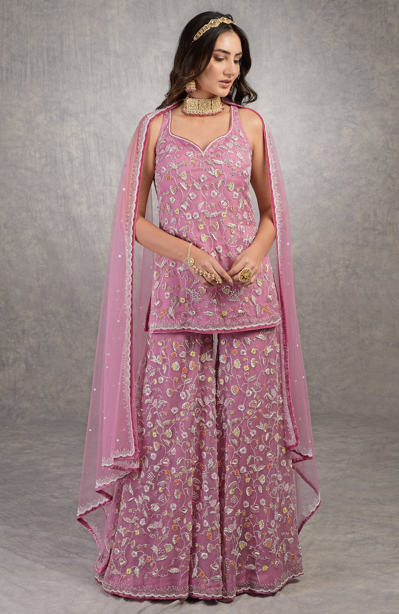 The Kiss Mauve Orchid Sharara Set