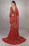 Scarlet Red Beads & Crystal Hand Embroidered Dupatta