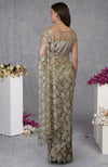 Beige French Chantilly Lace Saree With and Embroidered Blouse