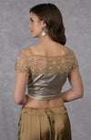 Beige French Chantilly Lace Saree With and Embroidered Blouse