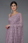 Elderberry French Chantilly Lace Saree With Hand Embroidered Blouse