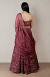 A Love Song Burgundy Wine Lehenga With Corset