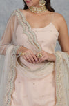 Champagne Pink Bead Sequin Hand Embroidered Sharara Set