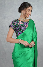 In Full Bloom Emerald Green Saree with Embroidered Blouse