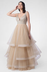 Princesse Crystal Hand Embroidered Tiered Princess Gown