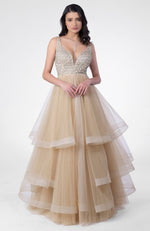 Princesse Crystal Hand Embroidered Tiered Princess Gown