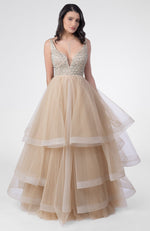 Princesse Crystal Hand Embroidered Tiered Princess Gown