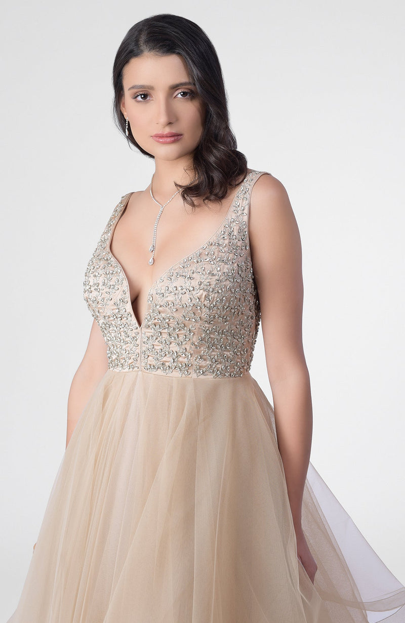 Princesse Crystal Hand Embroidered Tiered Princess Gown
