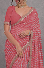 Garnet Rose Leheriya Rosegold Marori-Gota Patti Hand Embroidered Saree