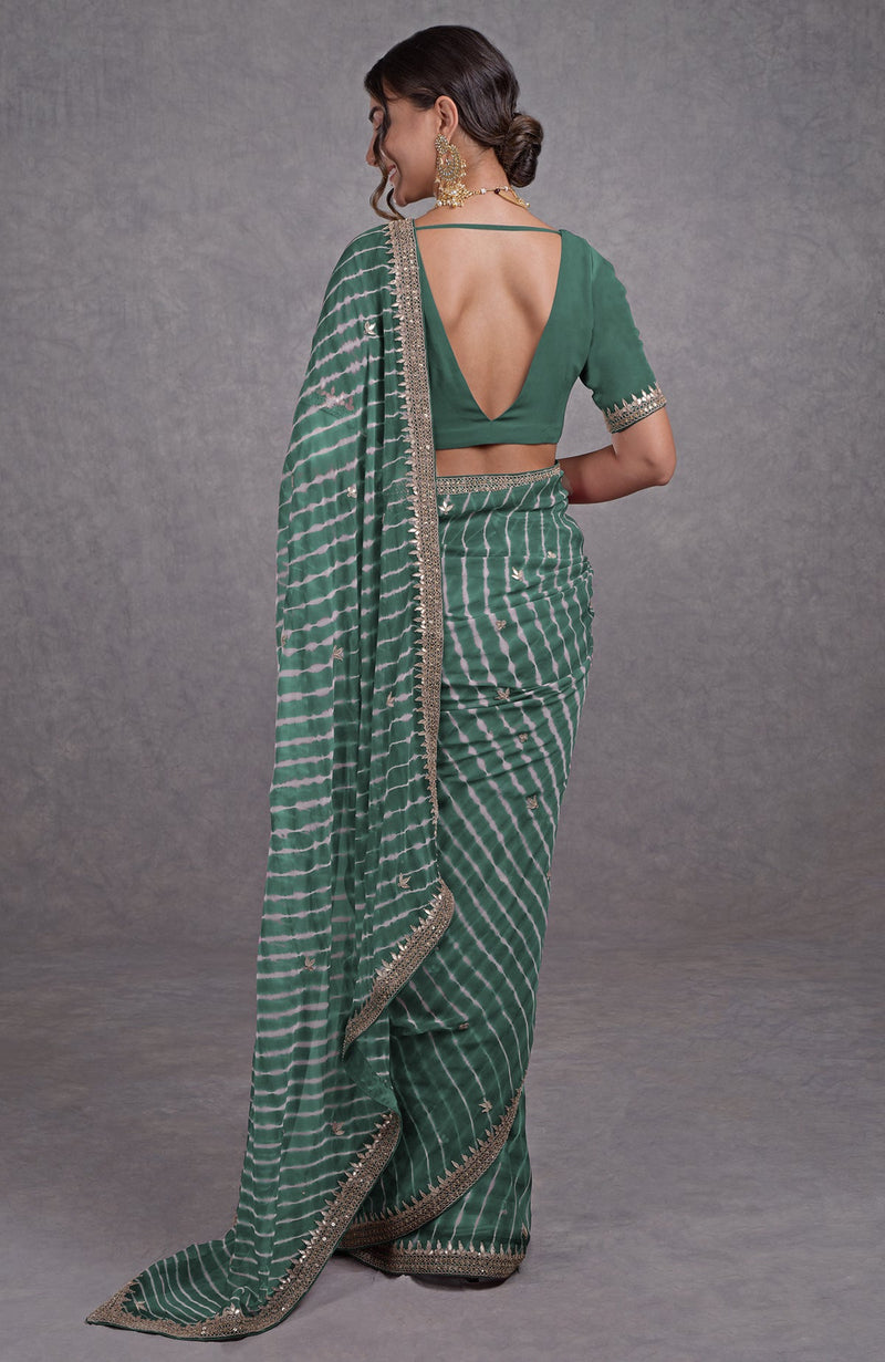 Jade Leheriya Rosegold Marori-Gota Patti Hand Embroidered Saree
