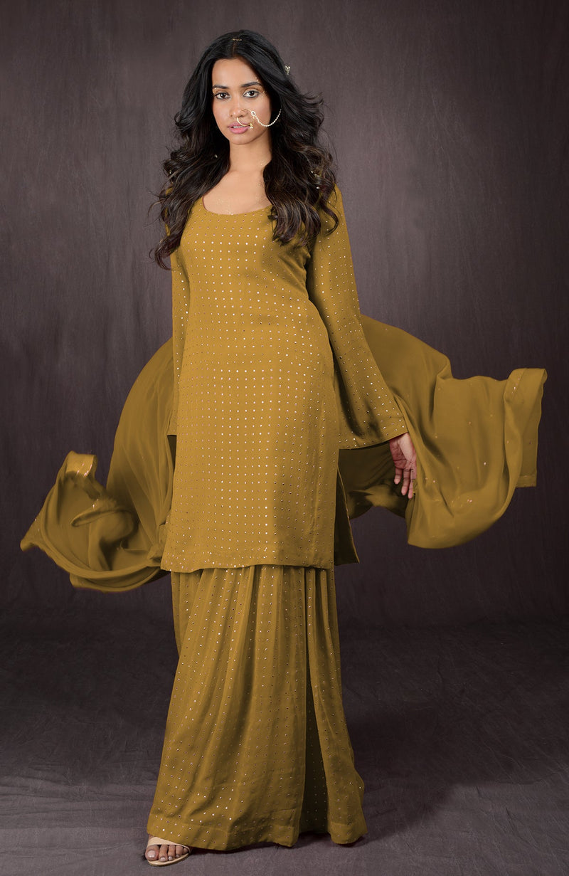 Desert Rose - Gold Embellished Sharara Set