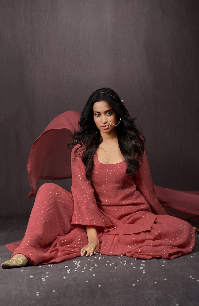 Desert Rose - Gold Embellished Sharara Set