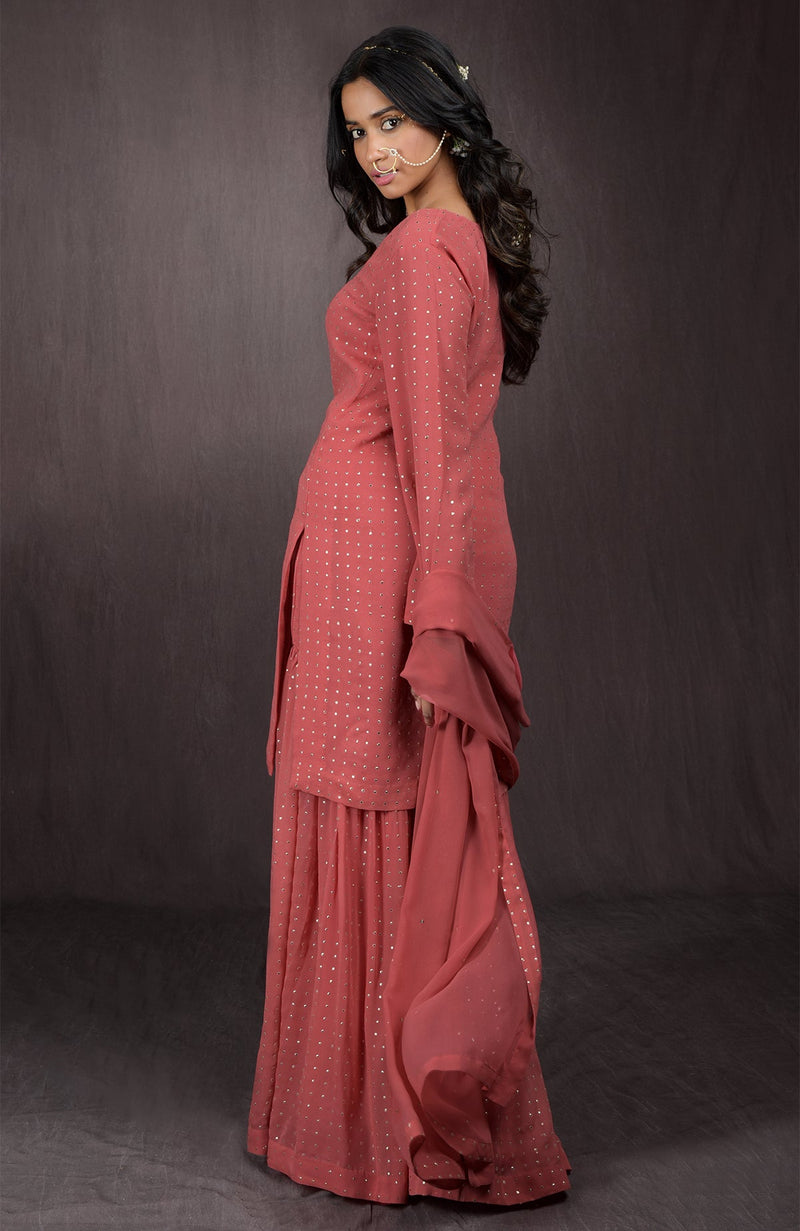 Desert Rose - Gold Embellished Sharara Set