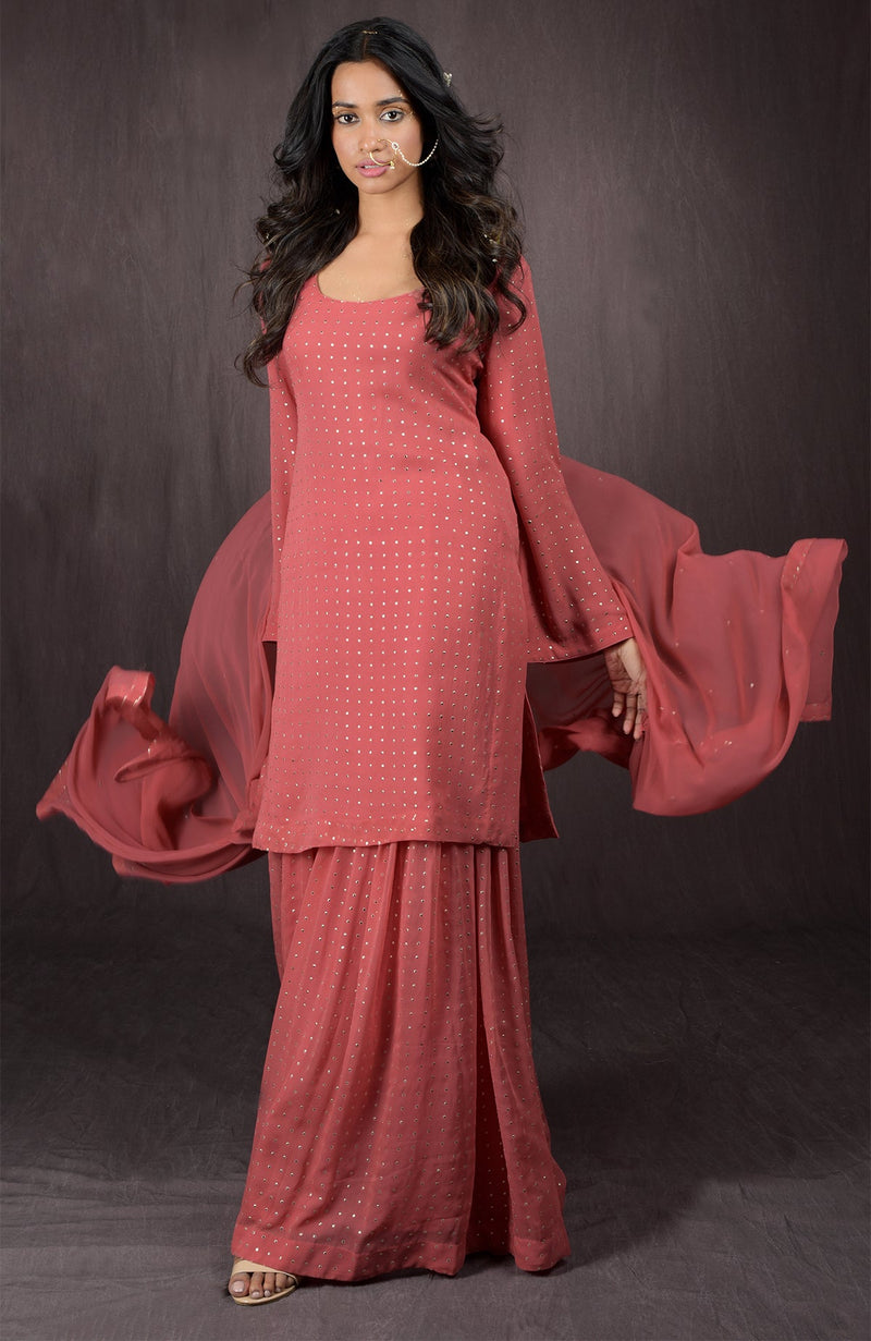 Desert Rose - Gold Embellished Sharara Set