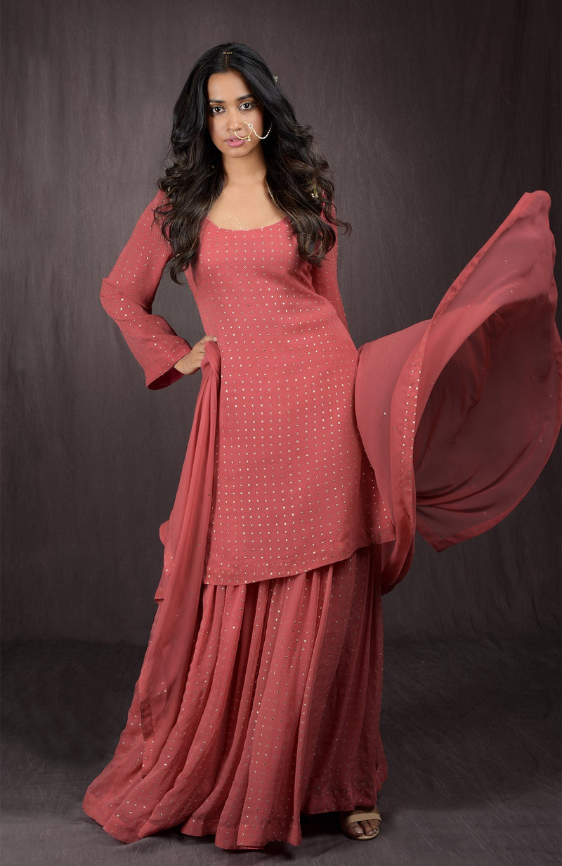 Desert Rose - Gold Embellished Sharara Set