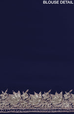 Navy Blue Kashmiri Tilla Embroidered Georgette Saree