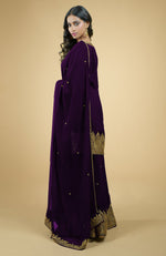 Plum - Gold Tilla Aari Embroidered Sharara Set