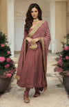 Greyish Blue Leheriya-Tilla Embroidered Dupatta With Anarkali Set
