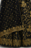 Black Gold Tilla Aari Embroidered Raw Silk Lehenga Set