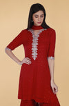 Scarlet Red Tilla And Mukaish Embroidered Gharara Suit