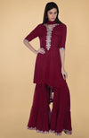 Scarlet Red Tilla And Mukaish Embroidered Gharara Suit