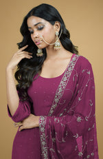 Peacock Pink Mukaish- Silver Zardozi Hand Embroidered Kurta Set