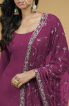 Peacock Pink Mukaish- Silver Zardozi Hand Embroidered Kurta Set