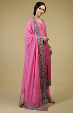 Carnation Pink Kashmiri Kashidakari Hand Embroidered Suit