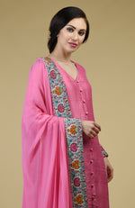 Carnation Pink Kashmiri Kashidakari Hand Embroidered Suit