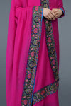 Hot Pink Kashmiri Kashidakari Hand Embroidered Pure Raw Silk Suit