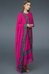 Hot Pink Kashmiri Kashidakari Hand Embroidered Pure Raw Silk Suit