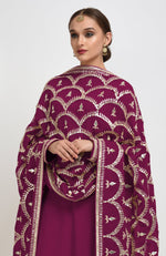 Peacock Pink Hand Embroidered Gota Patti Work Dupatta