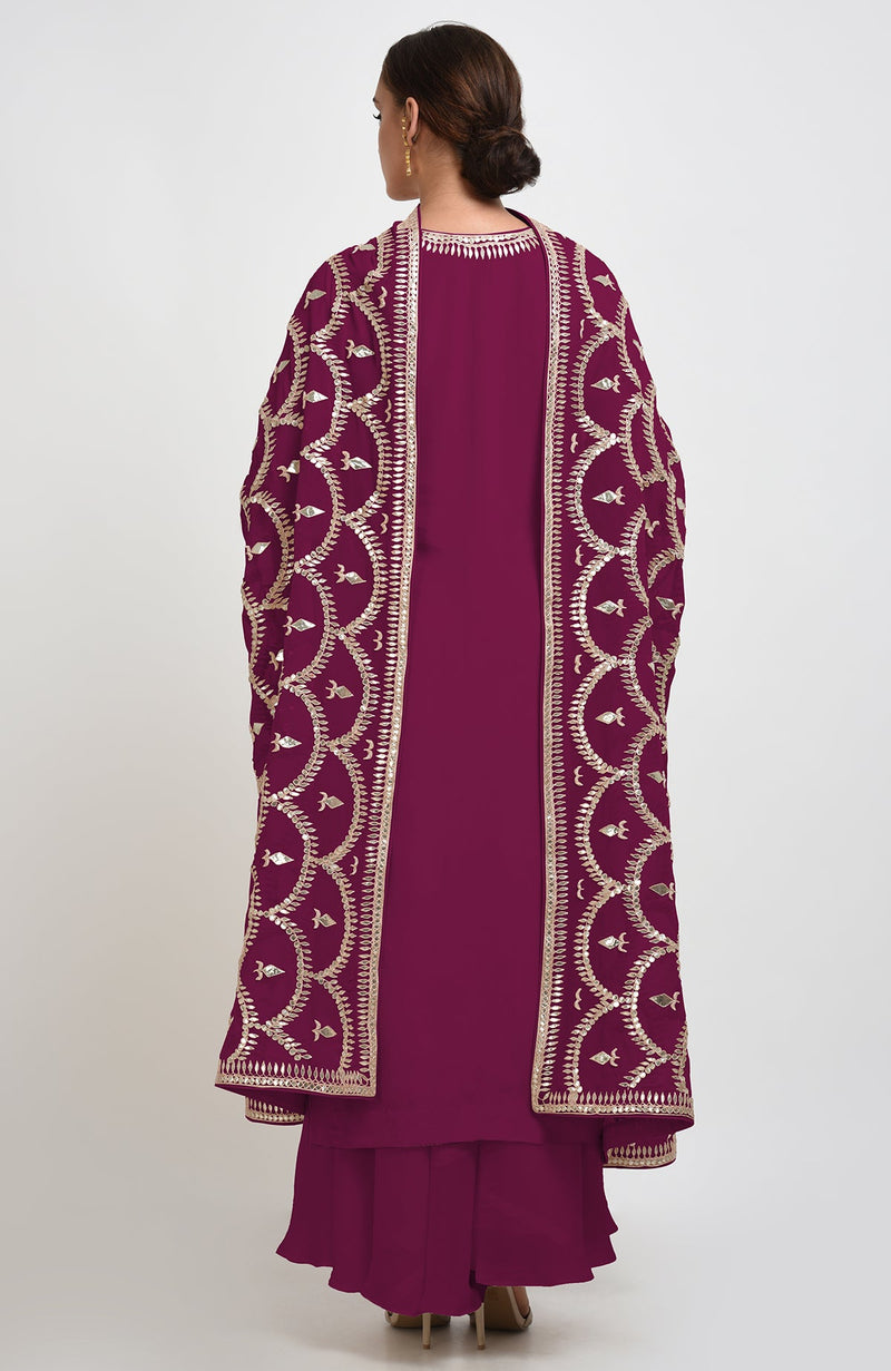 Peacock Pink Hand Embroidered Gota Patti Work Dupatta